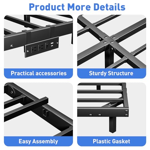 LUKIROYAL Floating Bed Frame Queen Size with Smart LED Lights and Charging Station - Modern LED Bed Frame with Lights, Floating Beds, Easy Assembly No Box Spring Needed. LUKIROYAL