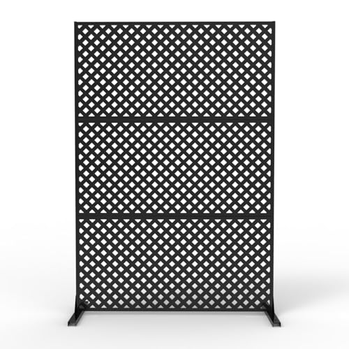 Metal Privacy Screen Outdoor, 72" h×47" w Balcony Patio Privacy Screen, Freestanding Privacy Fence, Decorative Panel, Patio Room Divider for Garden, Balcony, Deck Garvee