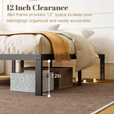 ZIYOO Full Size Bed Frame with Heavy Duty Steel Slat, 14 Inches Platform Bed Frame, Non-Slip Design, No Box Spring Needed, Easy Assembly, Quiet Noise Free, Under Bed Storage Space, Black ZIYOO