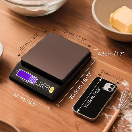 Bonvoisin Baking Scale 0.1 Gram Accuracy Digital Scale for Kitchen, Candle, Soap and Sourdough Bread Making, with Percentage Weighing Function, Weigh in Grams, Pounds and Ounces (10 lb) Bonvoisin