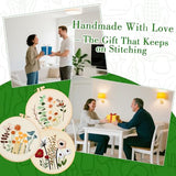 RAINFLOW Embroidery Kit for Beginners 3 Sets Stamped Cross Stitch Kits,Needle Point Kits Adults Beginner with Stamped Easy Flowers Plant Patterns,DIY Needlework Mothers Day Gifts for Adults Women