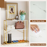 Giantex 36" Narrow Console Table, 2-Tier Entryway Tables with Faux Marble Top & Heavy-Duty Metal Frame, Behind Couch Table, Modern Sofa Tables with Open Storage Shelves for Entrance, Living Room,Foyer Giantex