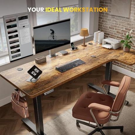 DeskShow L-Shaped Standing Desk - 55 Inch Adjustable Corner Desk, Electric Sit-Stand Computer Table with Memory Controller for Home Office DeskShow