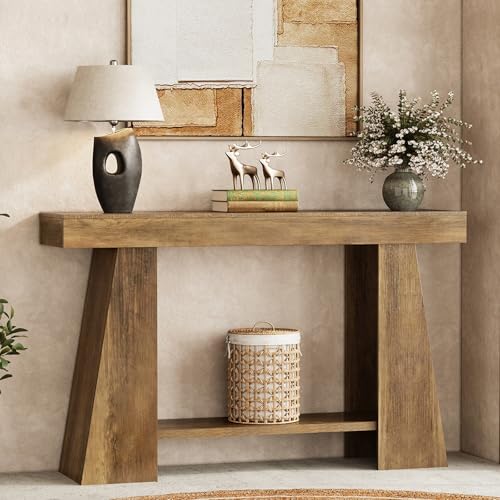 Tohomeor 47.24" Farmhouse Entryway Console Table, Narrow Sofa Table Behind Couch, Wooden Rectangular Entry Table with Storage Shelves for Entrance, Hallway, Living Room, Foyer Tohomeor