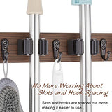 OUTNILI Mop Broom Holder Wall Mount Wood Broom Mop Hanger - Wall Mounted Garden Tool Rack Organizer for Closet Garage Laundry Room Kitchen Decor With 4 Slots & 4 Hooks OUTNILI