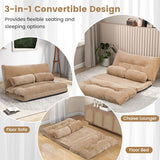 KOMFOTT Foldable Floor Lazy Sofa with 2 Pillows, 6-Position Adjustable Reclining Sofa Sleeper Bed, Convertible Futon Couch Bed, Floor Couch Lounge for Relaxing, Reading, Playing, Gaming (Coffee) KOMFOTT