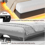 Garvee Full Size Floating Bed Frame with RGB LED Lights and Charging Station, Upholstered Platform Bed with Storage Headboard and Button Tufted Design, No Box Spring Needed, Black Garvee