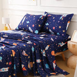 CIMVI Twin Sheets Set for Boys Space Rocket Universe Bed Sheets for Kids 3 Pieces Soft Microfiber Bed Sets with Deep Pocket Cartoon Bedding for Children Kids (Space, Twin) CIMVI
