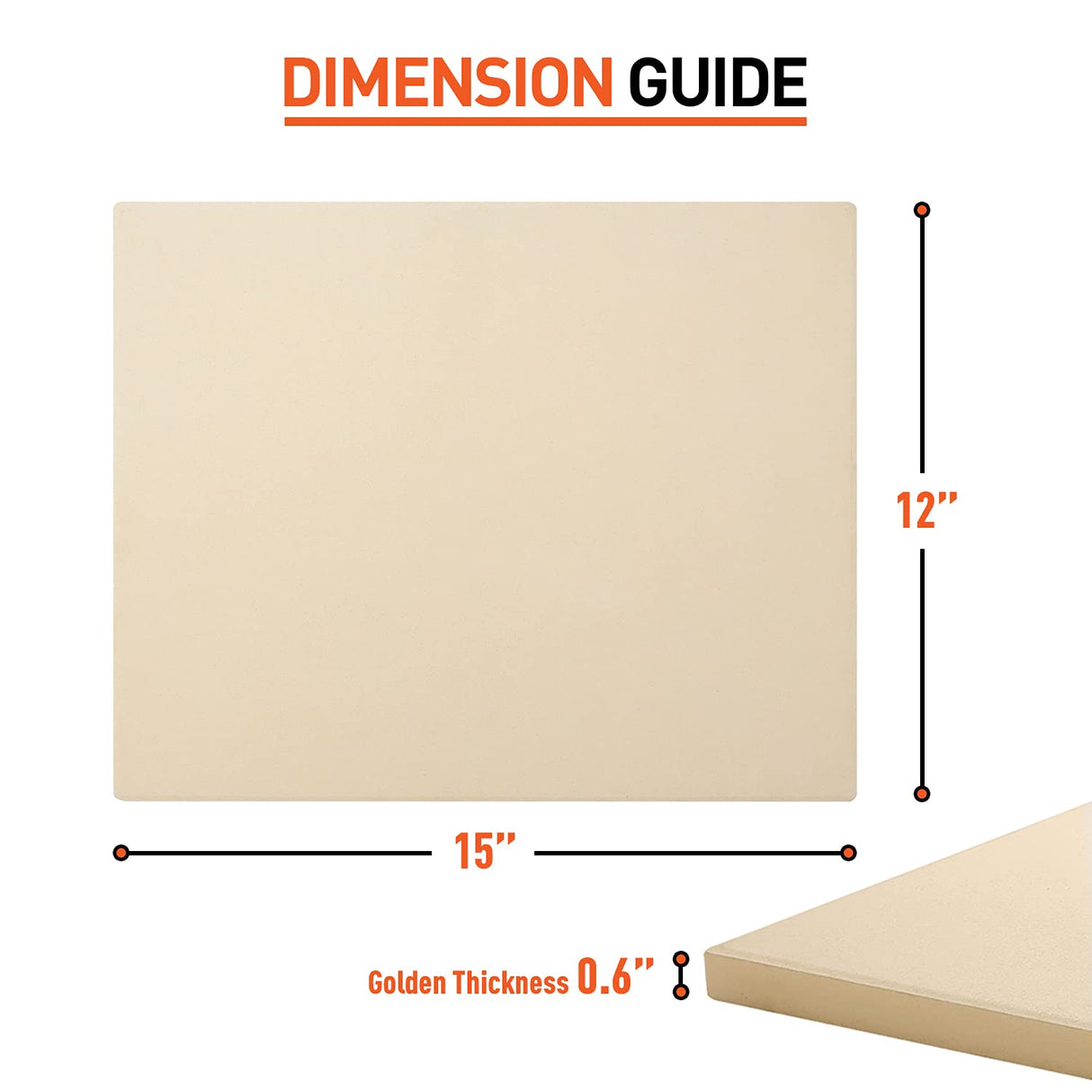 Arcedo Pizza Stone for Oven and Grill 15 x 12 Inch, Rectangular Baking Stone for Bread, Heavy Duty Ceramic Pizza Pan, Thermal Shock Resistant Safe for Bread, Pies and More Arcedo