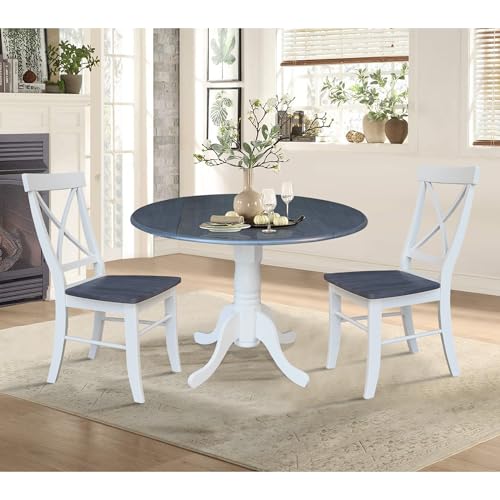 IC International Concepts Chairs Dining Table Set, White/Heather Gray - WoodArtSupply