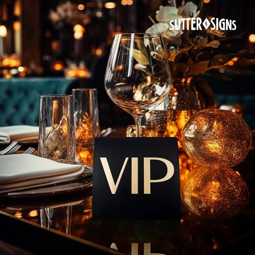 VIP Table Sign 10 Pack | Reserved Table Tent Night Club Signs for Bottle Service, Parties, Events Sutter Signs
