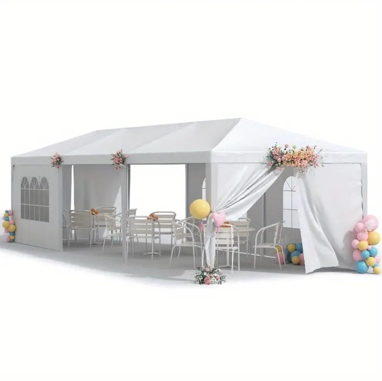 Hnndlra Party Tent 10'x30', Upgraded Galvanized Tents Outdoor Wedding Tent for Parties, Outdoor Carport Party Canopy Tent with 8 Removable Sidewalls, for Wedding Birthday Graduation Event Hnndlra