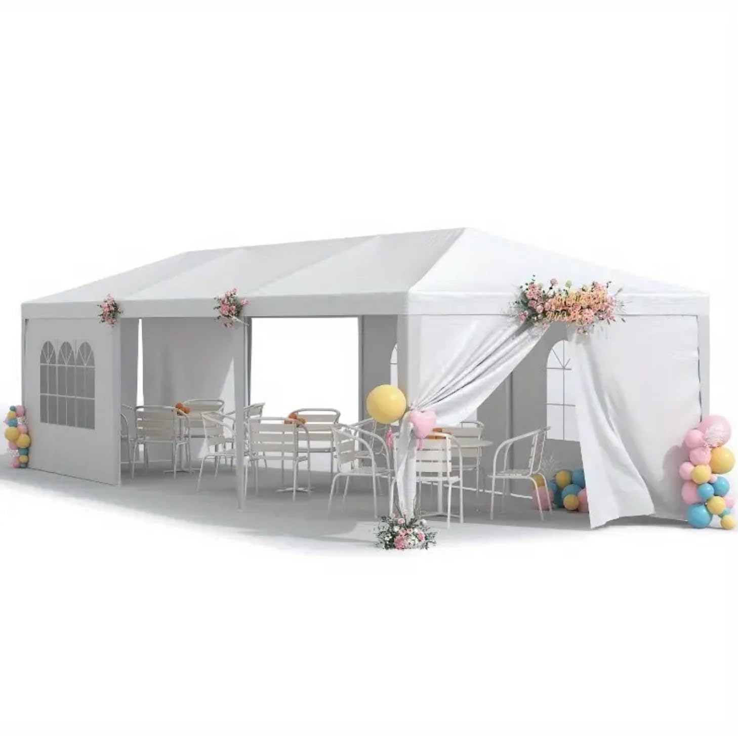 Hnndlra Party Tent 10'x30', Upgraded Galvanized Tents Outdoor Wedding Tent for Parties, Outdoor Carport Party Canopy Tent with 8 Removable Sidewalls, for Wedding Birthday Graduation Event - WoodArtSupply