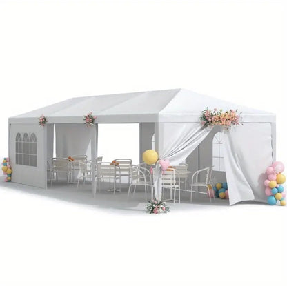 Hnndlra Party Tent 10'x30', Upgraded Galvanized Tents Outdoor Wedding Tent for Parties, Outdoor Carport Party Canopy Tent with 8 Removable Sidewalls, for Wedding Birthday Graduation Event - WoodArtSupply