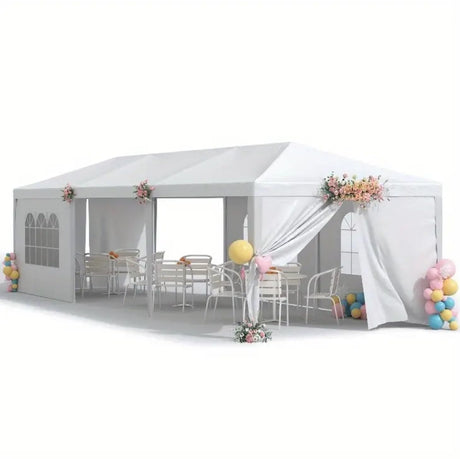 Hnndlra Party Tent 10'x30', Upgraded Galvanized Tents Outdoor Wedding Tent for Parties, Outdoor Carport Party Canopy Tent with 8 Removable Sidewalls, for Wedding Birthday Graduation Event Hnndlra