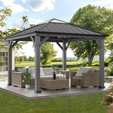 Modern Shade Wood Gazebo 11' x 11', Hardtop Gazebo with Galvanized Steel and Polycarbonate Hip Roof Hardtop, Cedar Framed Wooden Gazebo for Garden, Backyard, Patio and Deck Modern Shade Outdoor Living Spaces