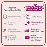 Panellomi Flower Punch Needle Kit for Beginners DIY Punchneedle Embroidery Starter Kit with Yarn, Fabric, Needle Punch Tool, Scissors, and Instructions for 6 Easy Craft Floral Design Coasters