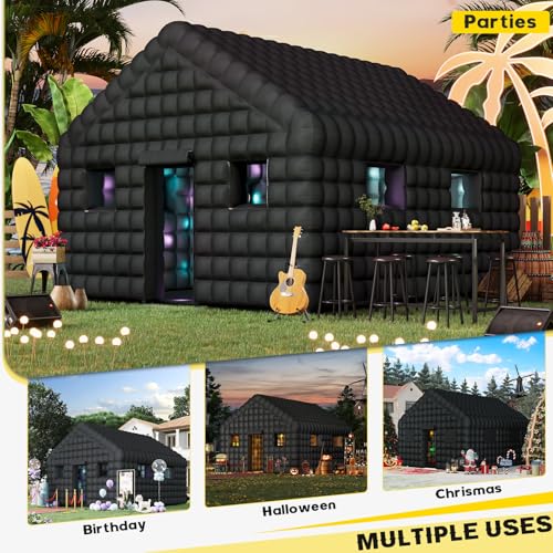 EROMMY 20x16.5x12 FT Large Black Inflatable Nightclub, Blow Up Party Tent Portable with 950W Blower, Disco Night Club Tent for Adult Birthday Party Business Rental EROMMY