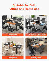 VEVOR Conference Table, 6 ft Oval Office Meeting Table for 6-8 Person, Modern Seminar Desk with Metal Legs, Large Meeting Desk for Office, Boardroom, Conference Room, Easy Assembly, Black & Brown VEVOR