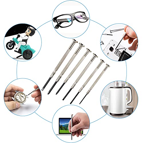 6 PCS Precision Screwdriver Sets, Eyeglass Repair Kit Screwdriver, Mini Screwdriver Set, Flat Head and Philips Head Screwdriver Sets, With 6 Different Sizes, Suitable For Watch, Electronic Repairs Lonisiv