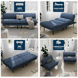 Ribilake 70" Futon Sofa Bed, 4 in 1 Multi-Function Couch Sleeper with Adjustable Backrest, Modern Convertible Futon, Recliner Small Loveseat for Living Room, Dorm, Blue Ribilake