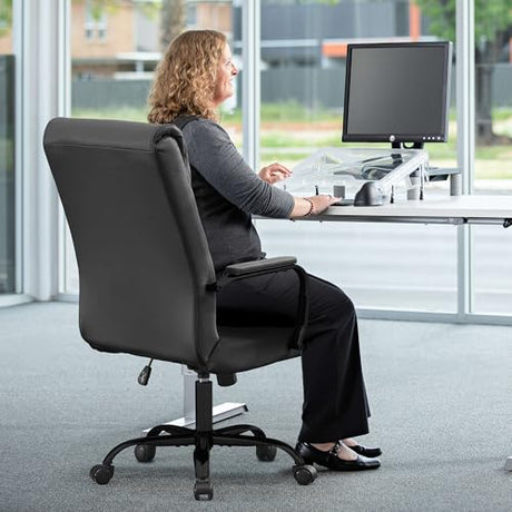 BOWTHY Office Desk Chair,Modern Conference Room Chairs,High Back Ergonomic Home ofiice Chair,Adjustable Height Swivel Executive Computer Chair with Padded Seat and Armrest (Pure Black) BOWTHY