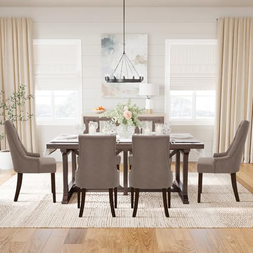 COLAMY Wingback Upholstered Dining Chairs Set of 2, Fabric Side Dining Room Chairs with Tufted Button, Living Room Chairs for Home Kitchen, Taupe COLAMY