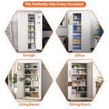 JAORD Metal Storage Cabinet with 5 Adjustable Shelves and Pegboard, 71" H White Garage Storage Cabinet with Doors, Metal File Cabinet for Garage,Home, Office, White, Assembly Required JAORD