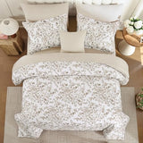 WONGS BEDDING Comforter Set King Size, 8 Pieces Brown Floral Botanical Comforter Sets, Bed in a Bag Soft Lightweight Microfiber Bedding Sets for All Seasons (90"x104") WONGS BEDDING