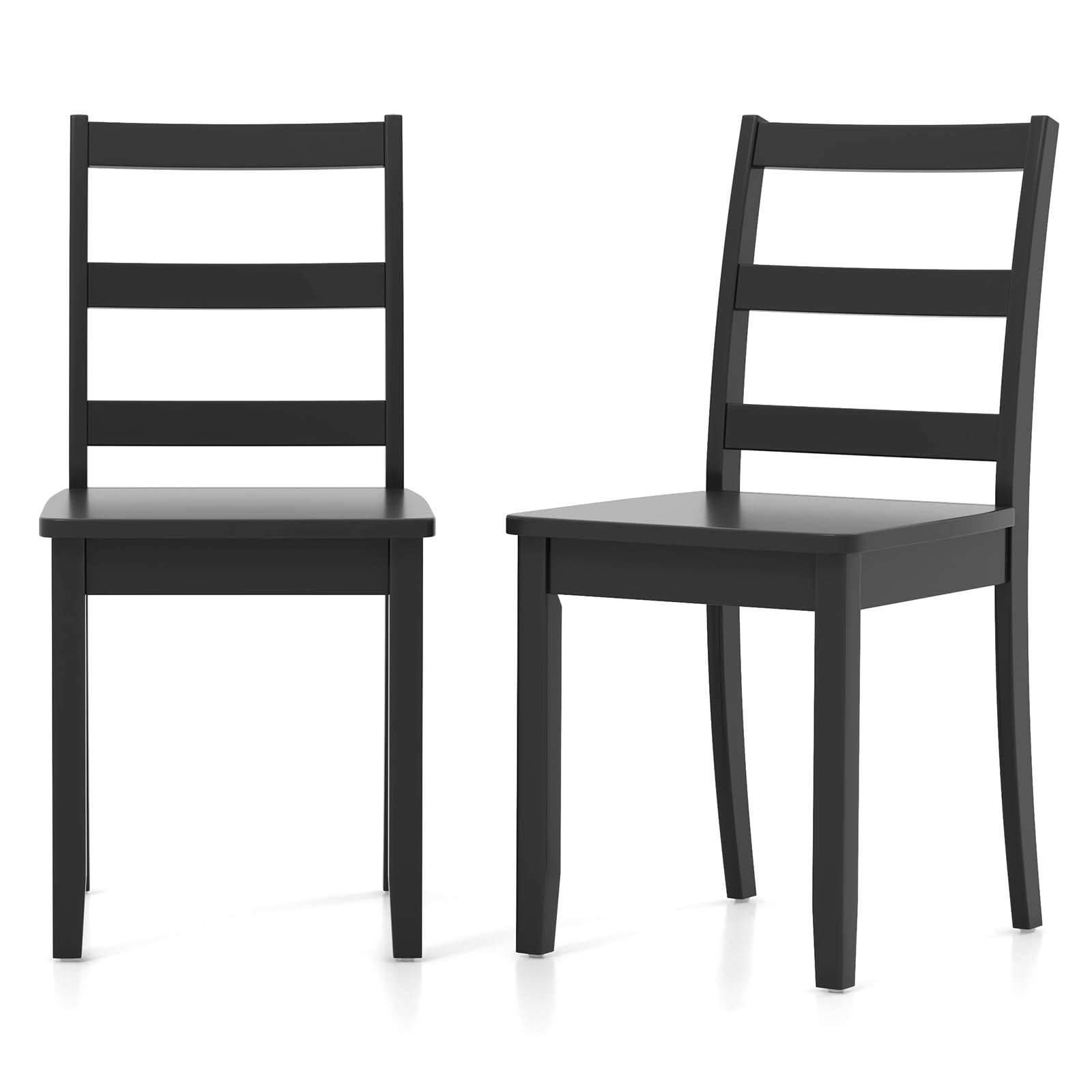 GOFLAME Dining Chairs Set of 2, Ladder Back Side Chairs with Solid Rubber Wood Legs & Non-Slip Food Pads, 2-Pack Space-Saving Armless Dining Chairs - WoodArtSupply