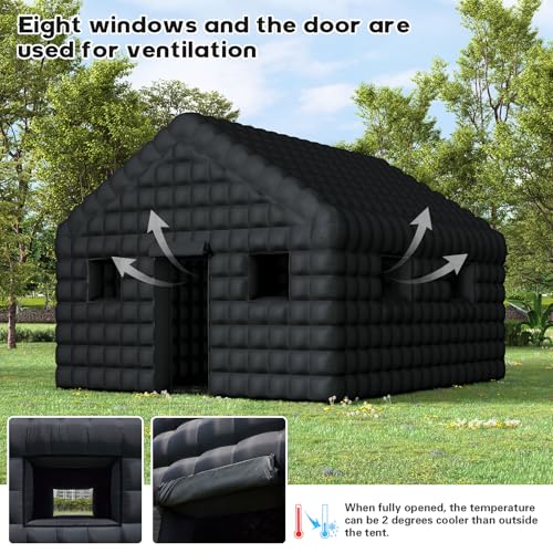 EROMMY 20x16.5x12 FT Large Black Inflatable Nightclub, Blow Up Party Tent Portable with 950W Blower, Disco Night Club Tent for Adult Birthday Party Business Rental EROMMY