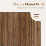 SZTHHDF 64" Sideboard Buffet Cabinet with Storage, Modern Fluted Credenza with Adjustable Shelves, Wood Faux Marble-Top Coffee Bar Console Table for Living Room Kitchen Dining Room, 31.5" H, Walnut SZTHHDF