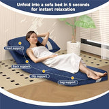 CITTANEO Folding Sofa Bed Set of 2, Convertible Floor Sofa with 6-Position Adjustable Backrest, Metal Frame and Handle, Futon Floor Couch for Dorm, Bedroom, Apartment, Navy Blue CITTANEO