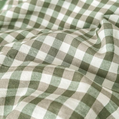 LifeTB Twin XL Comforter Set Green Gingham Comforter for Men Boys Geometric Plaid Comforter Set Grid Checkered Pattern Comforter with 2 Pillowcases Fluffy Soft Plaid Gingham Bedding Set Twin XL LifeTB