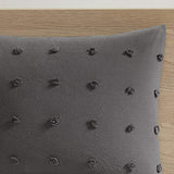 Intelligent Design Cotton Comforter Set - Jacquard Tufts Pompom Design All Season Bedding, Matching Shams, Decorative Pillows, King/California King (104 in x 92 in), Charcoal 7 Piece Intelligent Design