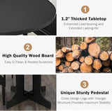 Henf 7 Piece Round Black Extendable Dining Table Set for 6, 43.3"-59" Oval Wood Kitchen Table Set with 6 Black Tufted Chairs, Mid-Century Modern Expandable Dining Room Tables and Chairs Set for 6 Henf