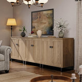 FENSULN Buffet Sideboard Cabinet Farmhouse Modern 3 in1 Storage Cabinet with Adjustable Shelves for Kitchen, Coffee Bar, Living Room, Oak FENSULN