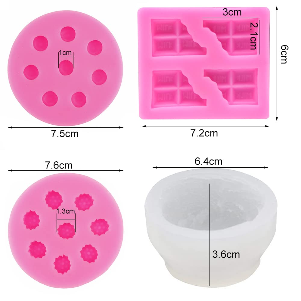 5 Pcs Candle Making Mold, 3D Ice Cream Ball Shape Candle Molds 2 Pcs with Chocolate Shape Molds, 3D Fruit Shape Silicone Fondant Mold for DIY Wax Candle, Soap, Cake Cupcake Topper Decoration FAURAPMNG