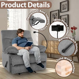 Chizzyseat Manual Oversized Recliner Chair for Heavy Duty Adults 400lbs Extra Wide Recliner with Phone Holder Big Man Recliners for Living Room Bedroom Nursery RV Dark Grey