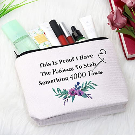 GJTIM Cross Stitch Gift Cross Stitch Project Bag This Is Proof I Have The Patience To Stab Something 4000 Times Sewing Project Bag (Stab Sth. 4000 Times) GJTIM