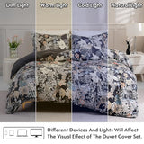 LONAVA King Flower 3 Pcs Duvet Cover Set, Breathable Soft Microfiber Black Lining Comforter Cover with Zipper Closure, and 2 Anti-Pilling, Fade Resistant Pillowcases, Midnight Blossoms LONAVA