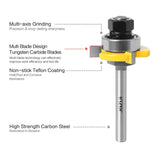 1/4 Inch Shank Tongue and Groove Set of 2 Pieces Router Bit 3 Teeth Adjustable T Shape Wood Milling Cutter，Tongue and Groove groove joints Router Bit (1/4inch Shank, 1-3/8" Diameter) JGZUI