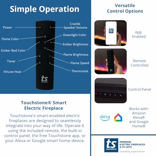 Touchstone Fireplug 24" Electric Fireplace Insert for Existing Masonry Fireplaces | 6 Flame & 13 Ember Colors | Alexa & WiFi Compatible | 1500W Heater Touchstone