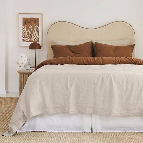 Gaytri Handicraft Linen Duvet Cover in Tobacco & Beige. King, Queen, Twin, Full, Double, Single Sizes. Tobacco Linen Duvet Cover. Brown Bedding Set with Zipper Closure & Ties (Twin XL 59x102) Generic