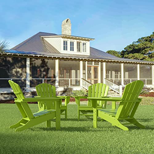 WestinTrends Dylan Adirondack Chair, All Weather Resistant Poly Lumber Outdoor Patio Chairs, Seashell Slat Curved Back, Widen Seat Armrest, Color Stay, Imitation Wood Texture, Lime Green WestinTrends