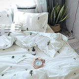 BuLuTu Kids Duvet Cover Full Size Cotton White/Grey,Premium Boys Girls Bedding Sets Twin,Single Bed Comforter Cover Zipper Closure,Forest Tree Print Pattern,Super Soft,Breathable,No Comforter BuLuTu