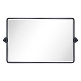 TEHOME 20x33'' Horizontal Farmhouse Black Metal Framed Rounded Pivot Rectangle Bathroom Mirror Tilting Beveled Vanity Mirrors for Wall TEHOME
