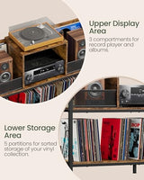 CHOEZON 43" Vinyl Record Storage Holder, Large Record Player Table, Holds up to 400 Albums, Vinyl Record Player Display Stand, Removable Dividers, for CD, Audio Equipment Storage, Rustic Brown TCW77BF CHOEZON