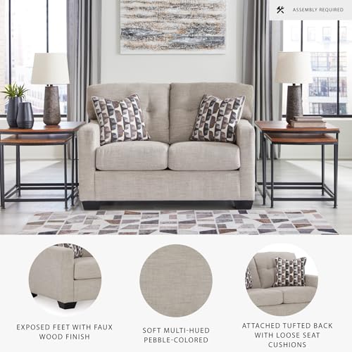 Signature Design by Ashley Mahoney Contemporary Tufted Loveseat, Beige Signature Design by Ashley