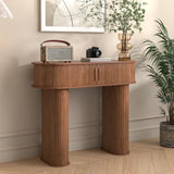 Round Console Table, Mid Century Modern Console Table, Sofa Table, Narrow Entryway Table for Hallway Living Room (Walnut) LUVIOHOME